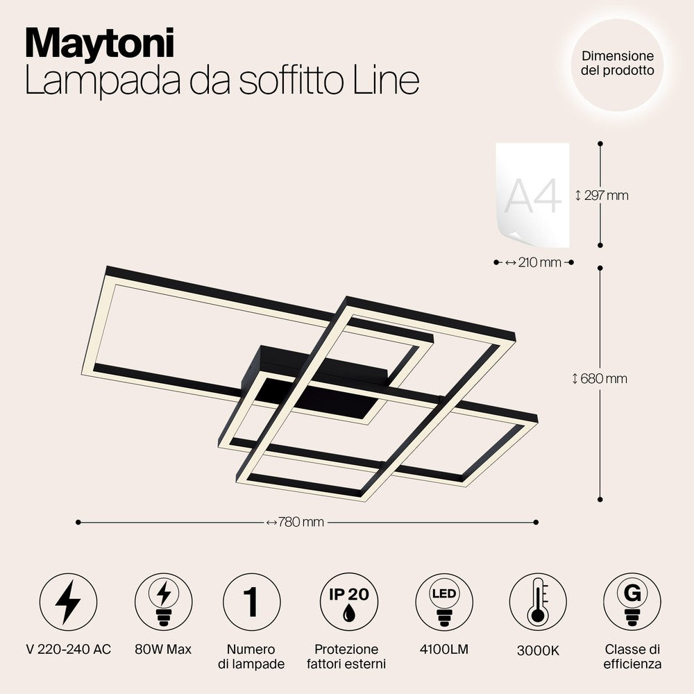 Line Ceiling Lamp In Black-Maytoni-South Charlotte Fine Lighting