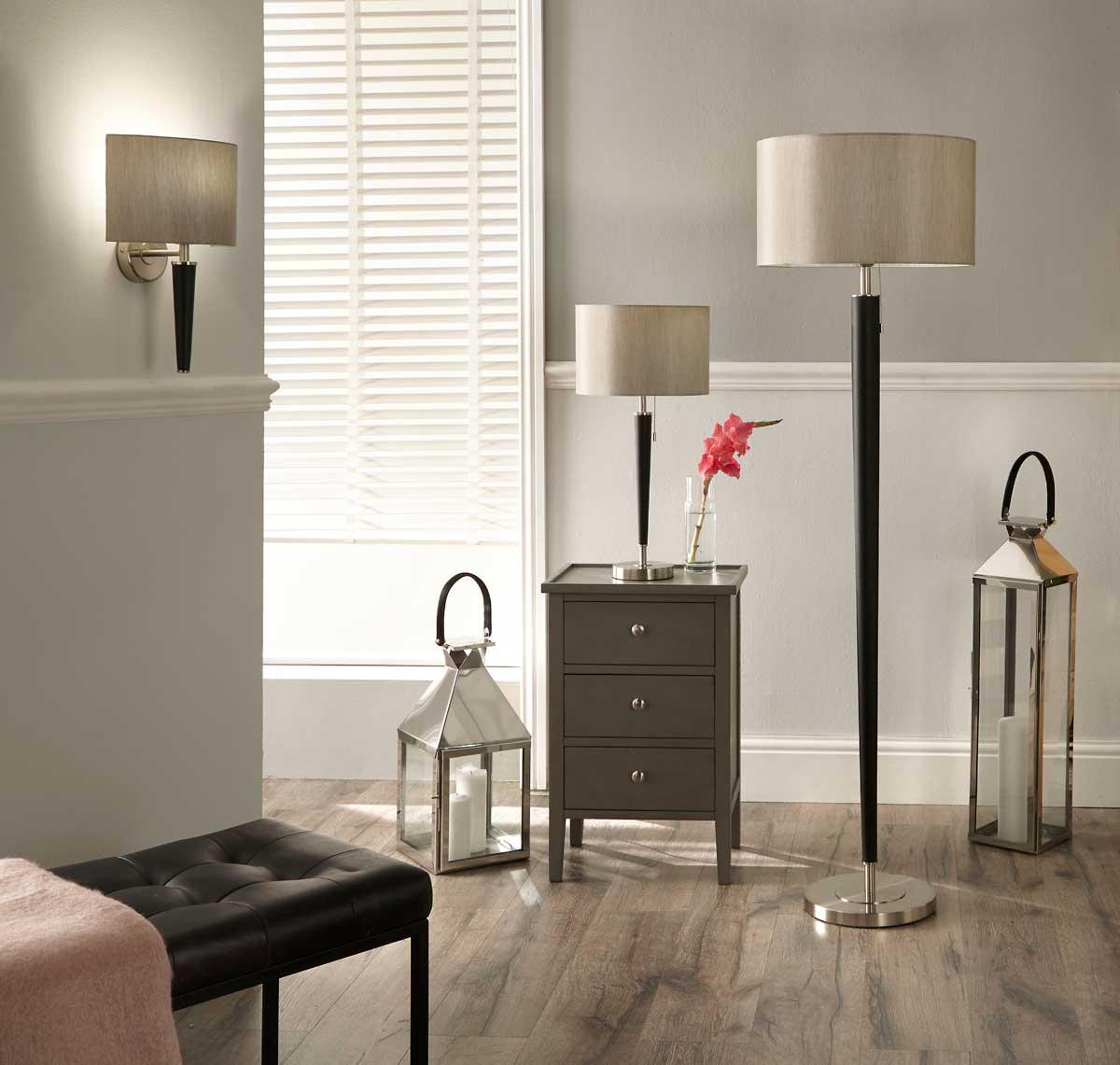 The Lowry contemporary lighting range offers hotel chic for your living room