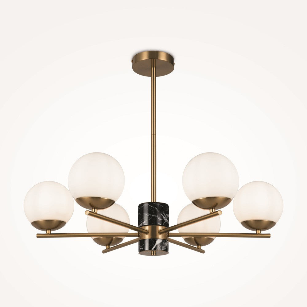 Marble Chandelier With Brass Styling - Medium-Maytoni-South Charlotte Fine Lighting