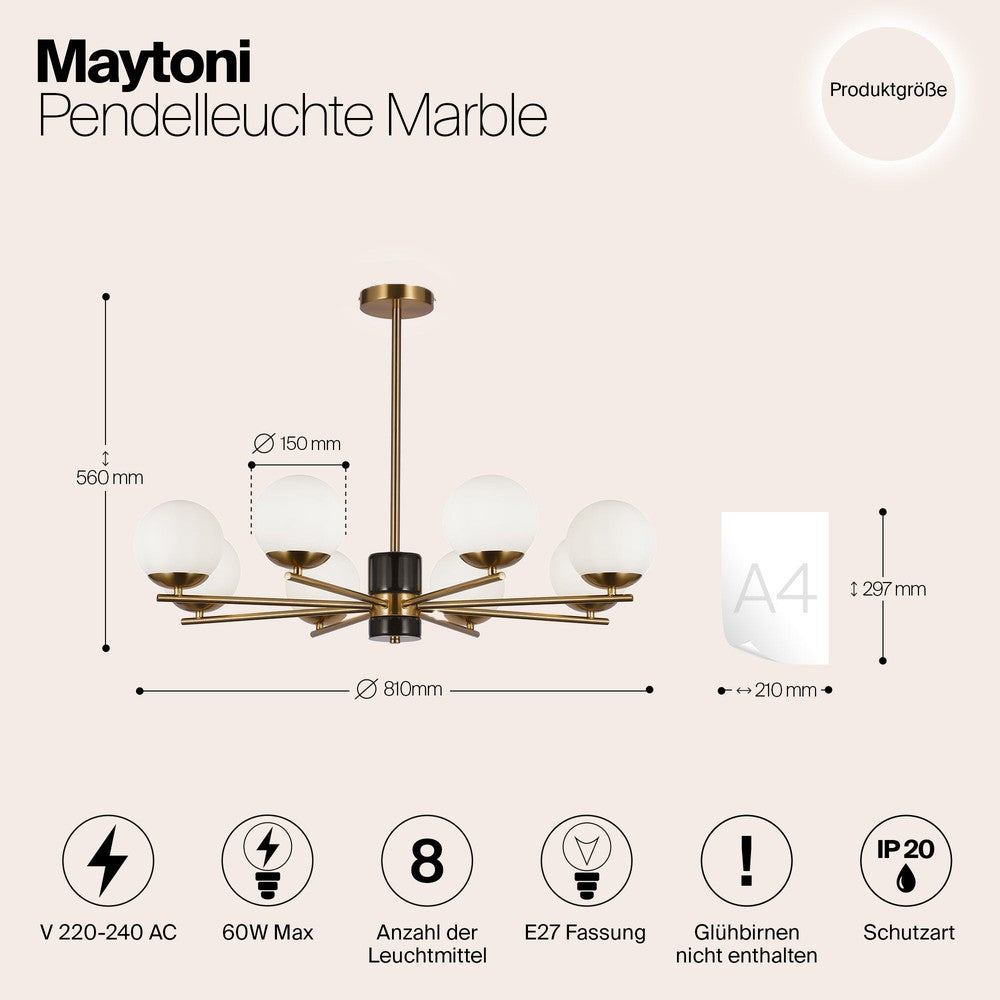 Marble Chandelier With Brass Styling - Medium-Maytoni-South Charlotte Fine Lighting