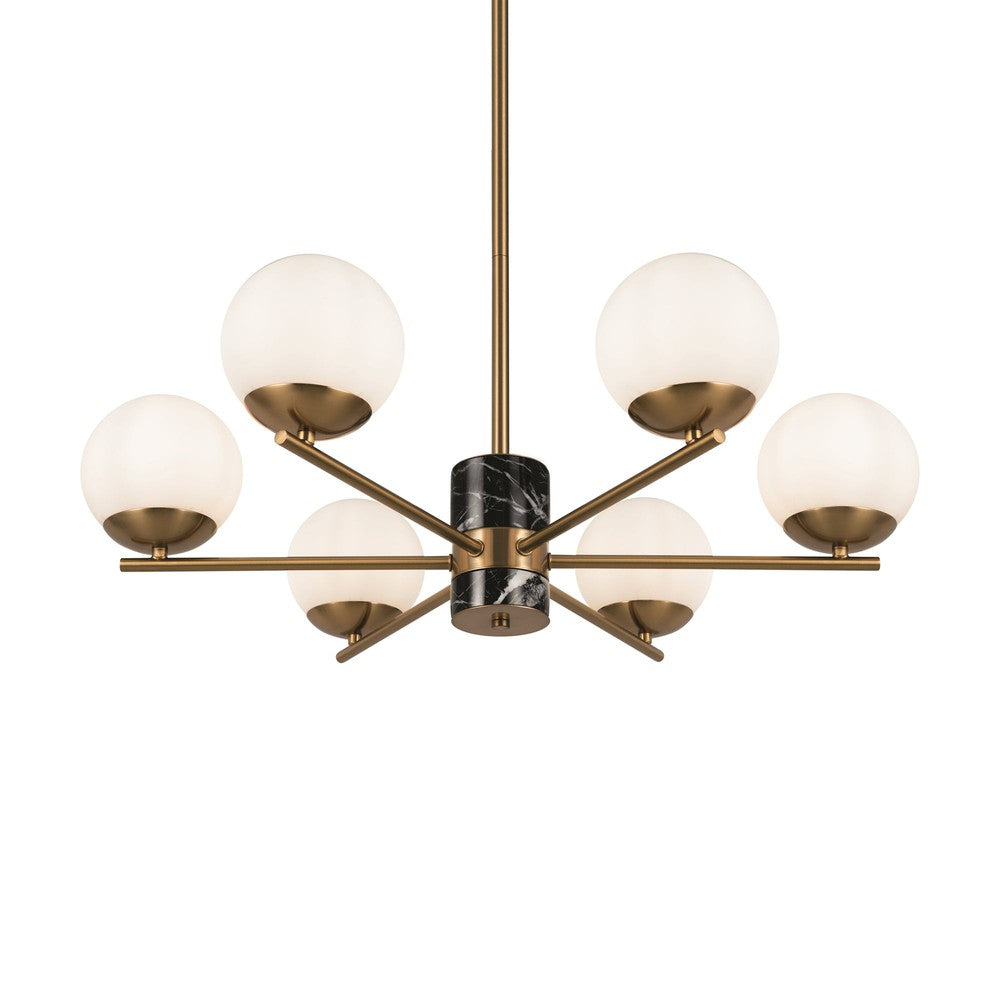 Marble Chandelier With Brass Styling - Medium-Maytoni-South Charlotte Fine Lighting