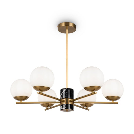 Marble Chandelier With Brass Styling - Medium-Maytoni-South Charlotte Fine Lighting