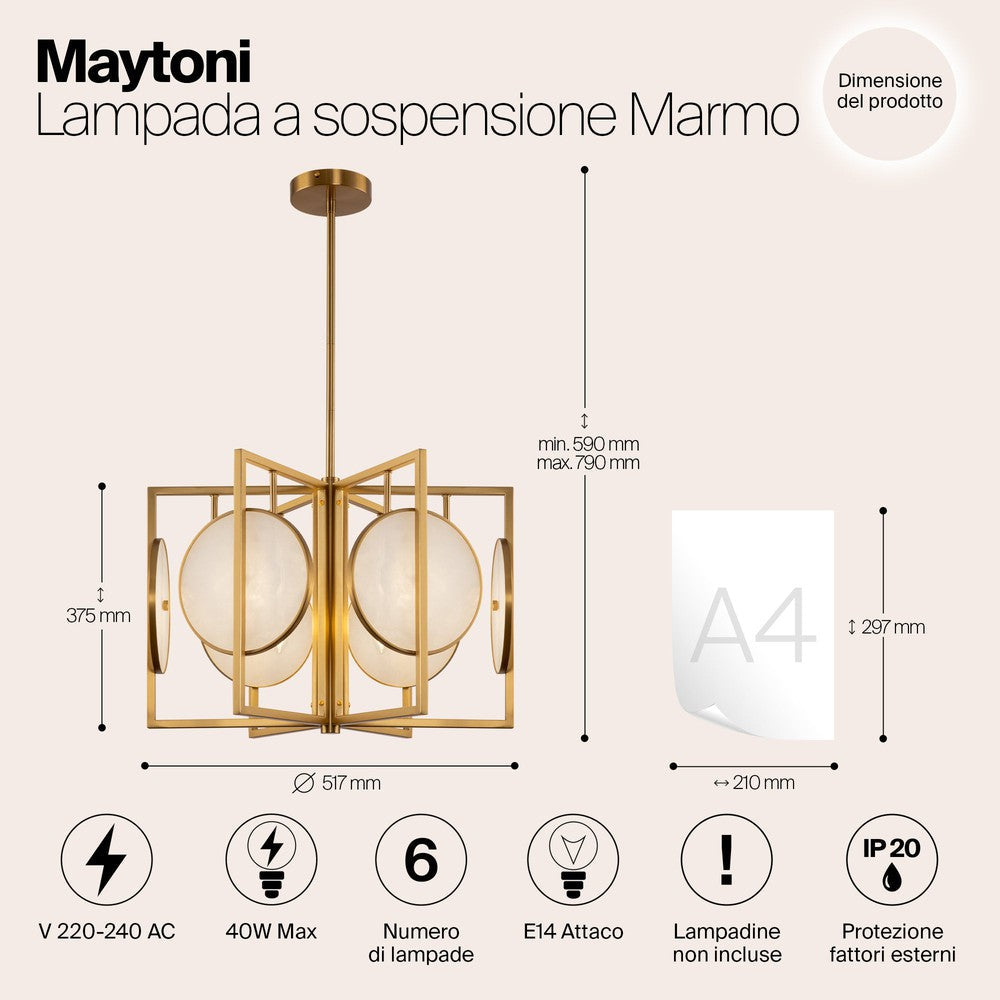 Marmo Chandelier With Gold Styling-Maytoni-South Charlotte Fine Lighting