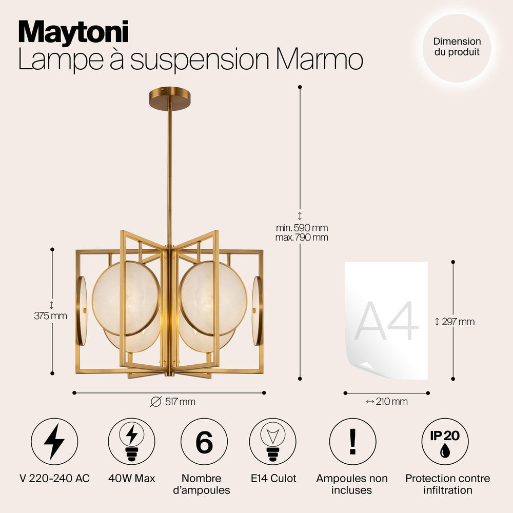 Marmo Chandelier With Gold Styling-Maytoni-South Charlotte Fine Lighting