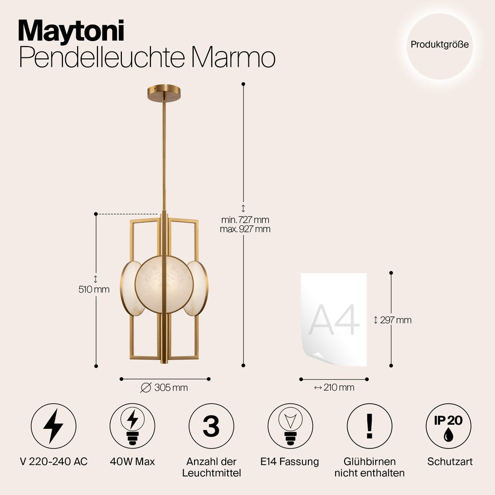 Marmo Chandelier With Gold Styling - Single Light-Maytoni-South Charlotte Fine Lighting