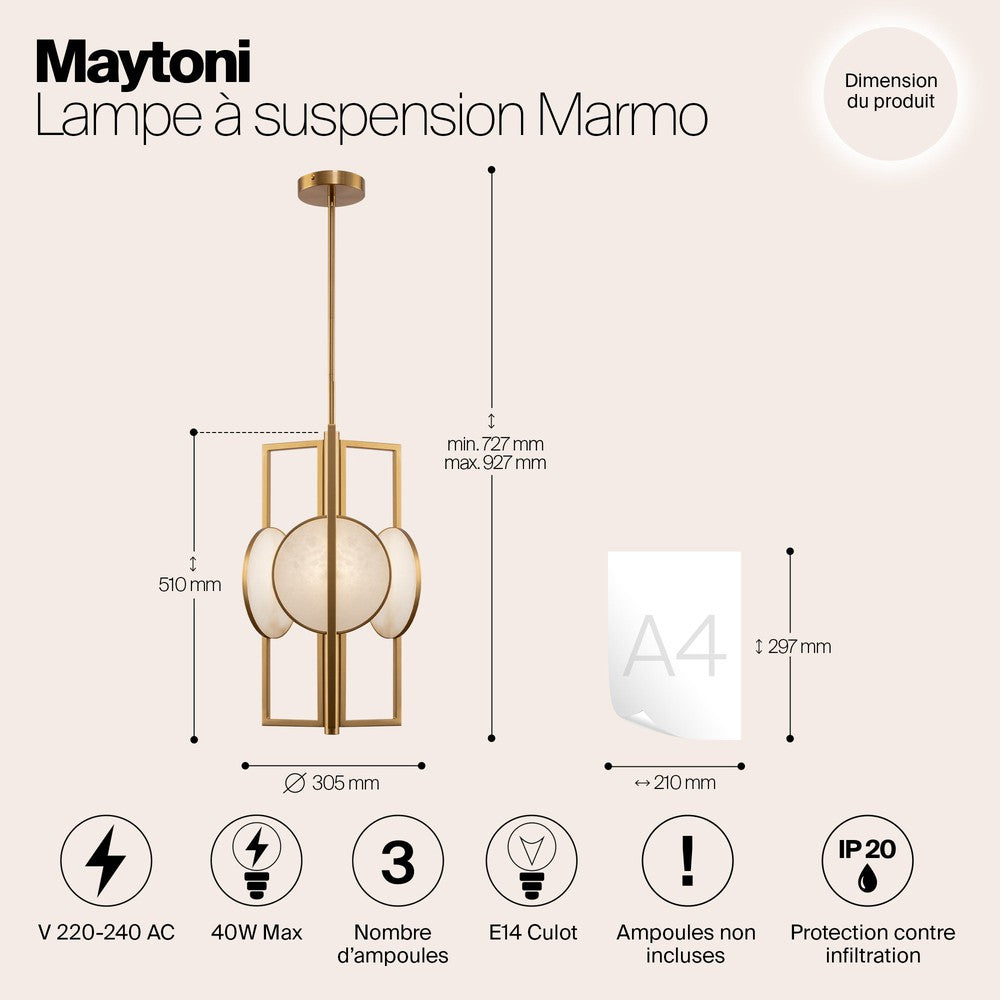 Marmo Chandelier With Gold Styling - Single Light-Maytoni-South Charlotte Fine Lighting