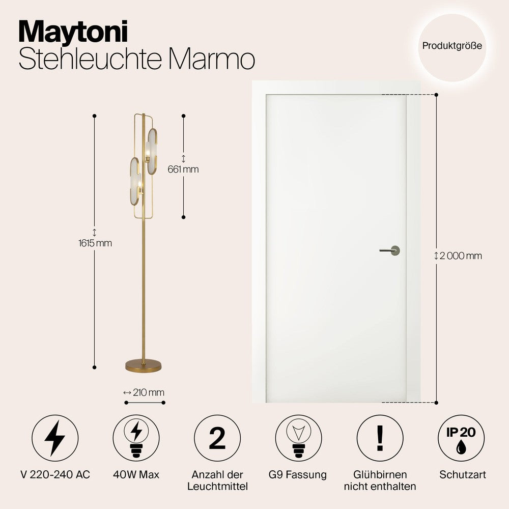 Marmo Floor Lamp With Gold Styling-Maytoni-South Charlotte Fine Lighting