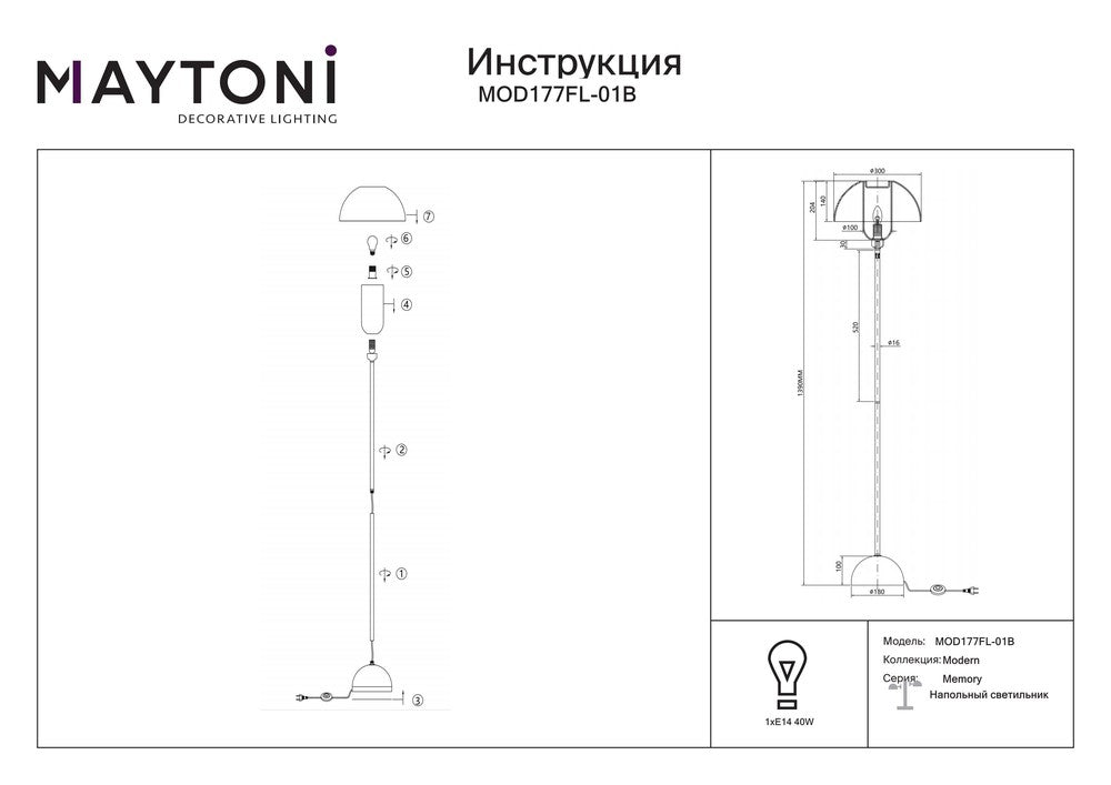 Memory Floor Lamp In Black-Maytoni-South Charlotte Fine Lighting