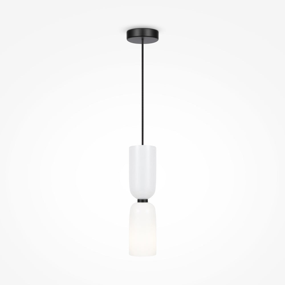 Memory Pendant Lamp In Black With White Glass Lampshade-Maytoni-South Charlotte Fine Lighting