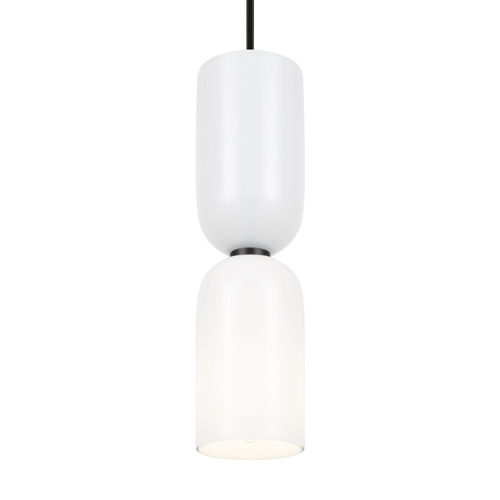 Memory Pendant Lamp In Black With White Glass Lampshade-Maytoni-South Charlotte Fine Lighting