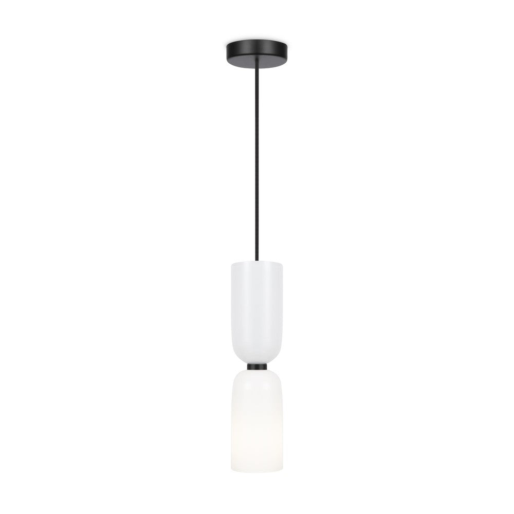 Memory Pendant Lamp In Black With White Glass Lampshade-Maytoni-South Charlotte Fine Lighting