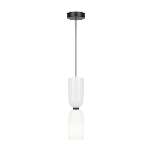 Memory Pendant Lamp In Black With White Glass Lampshade-Maytoni-South Charlotte Fine Lighting