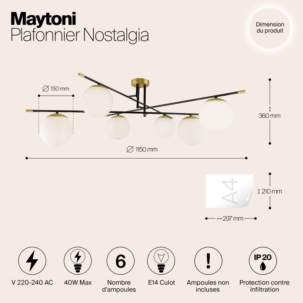 Nostalgia Ceiling Lamp With Gold Styling-Maytoni-South Charlotte Fine Lighting