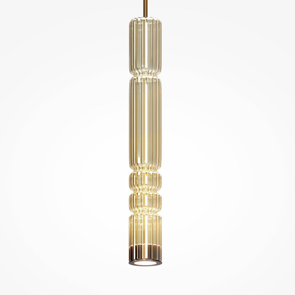 Ordo Long Pendant Lamp With Cognac Lampshade-Maytoni-South Charlotte Fine Lighting