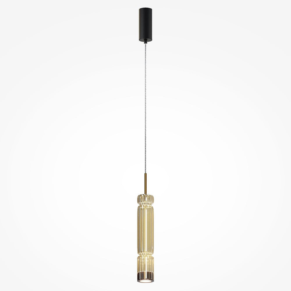 Ordo Pendant Lamp In Black With Cognac Lampshade-Maytoni-South Charlotte Fine Lighting