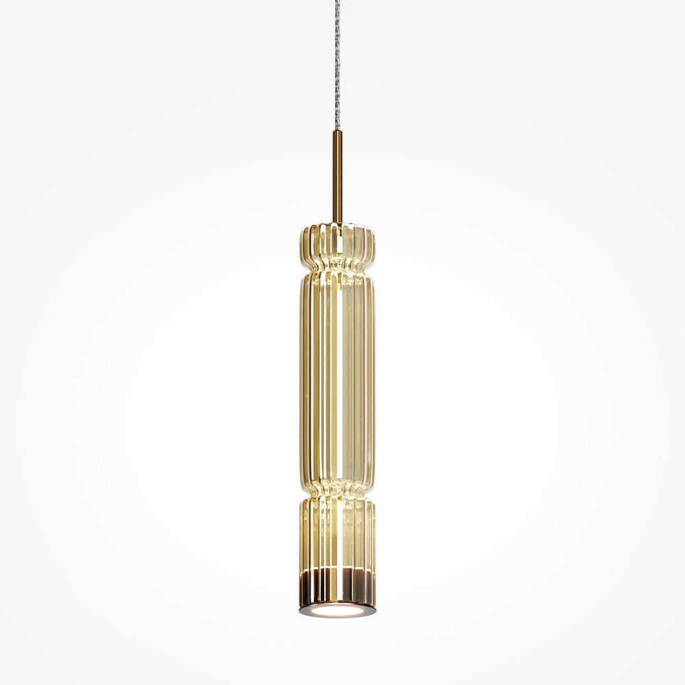 Ordo Pendant Lamp In Black With Cognac Lampshade-Maytoni-South Charlotte Fine Lighting