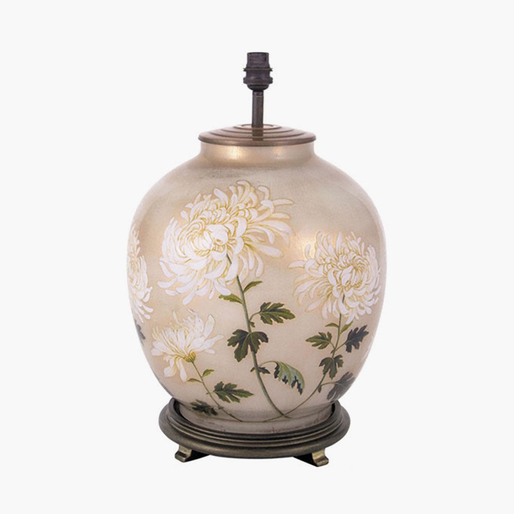 The Royal Horticultural Society (RHS) Chrysanthemum large glass table lamp by Jenny Worrall is a vintage-style table lamp sold by South Charlotte Fine Lighting