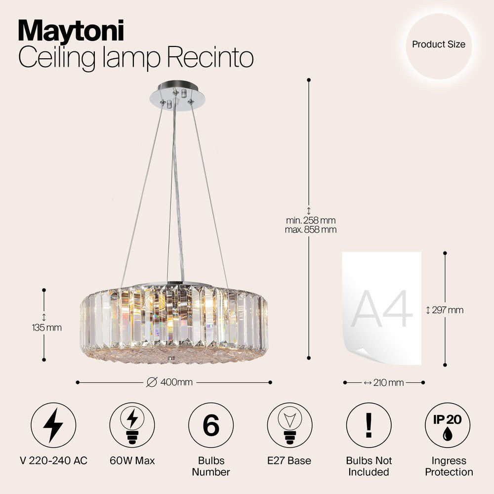 Recinto Chandelier Deep With Chrome Styling-Maytoni-South Charlotte Fine Lighting