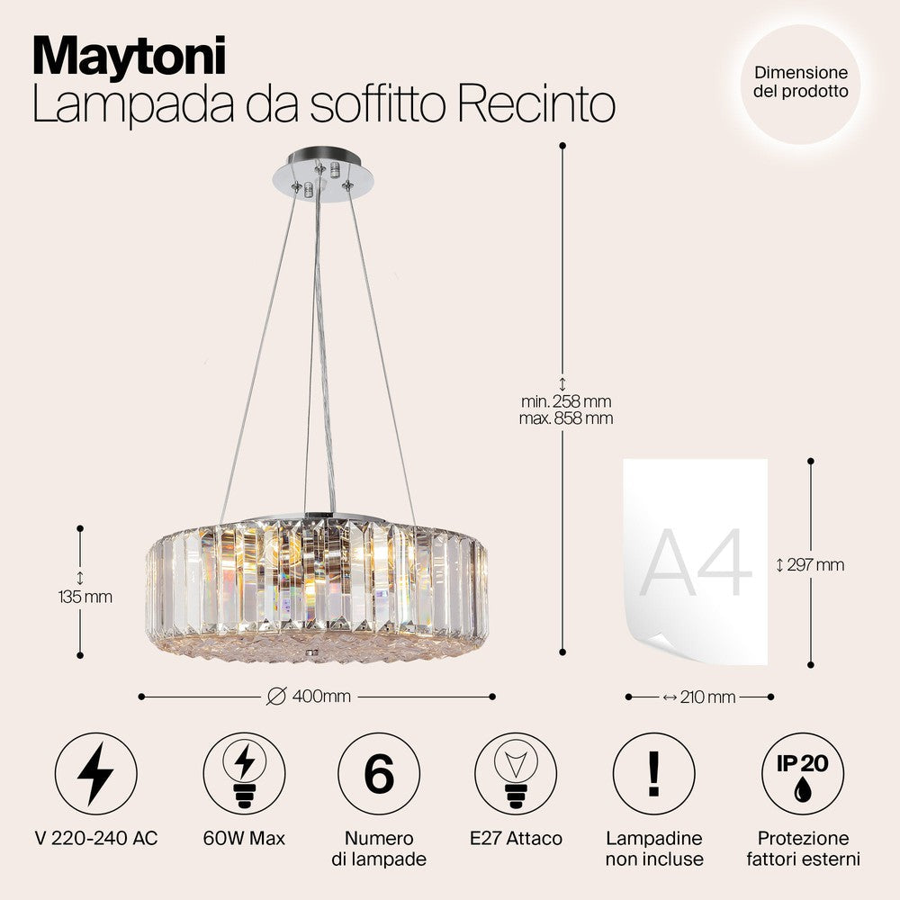 Recinto Chandelier Deep With Chrome Styling-Maytoni-South Charlotte Fine Lighting