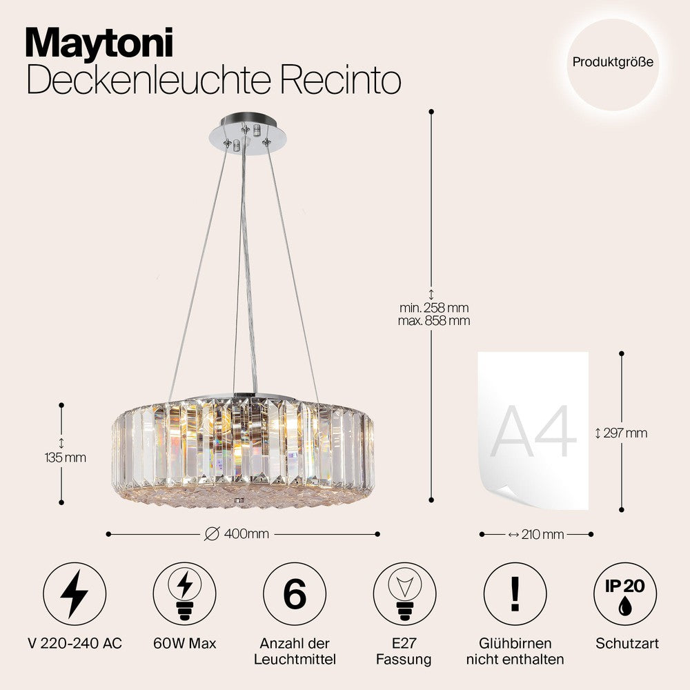 Recinto Chandelier Deep With Chrome Styling-Maytoni-South Charlotte Fine Lighting