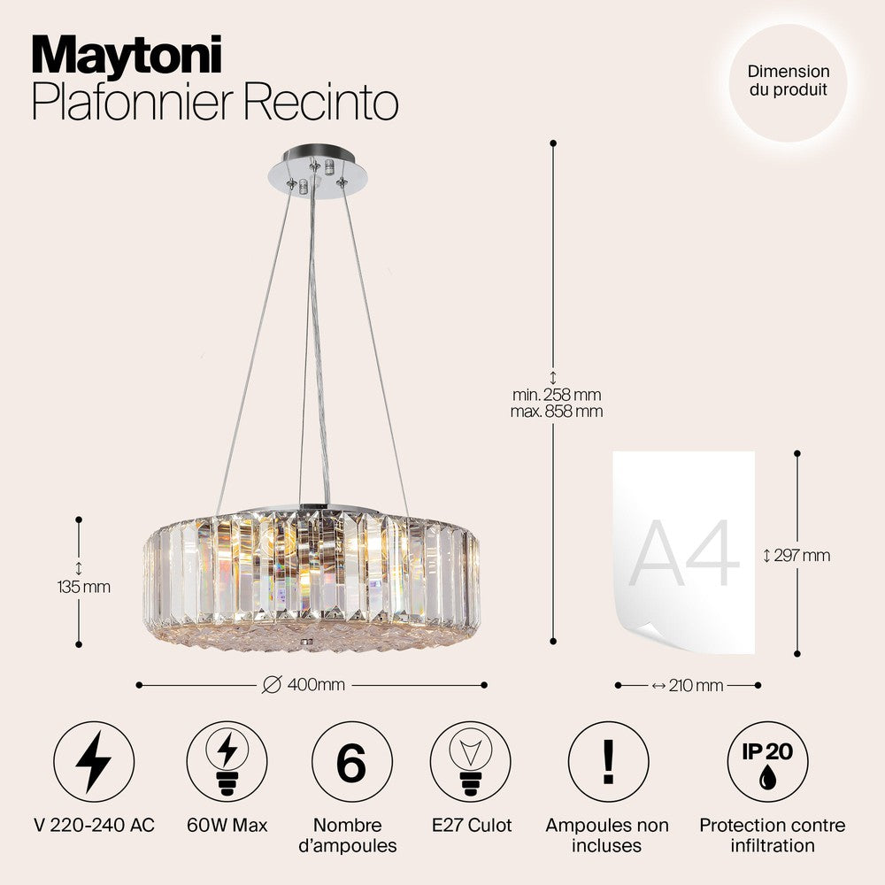 Recinto Chandelier Deep With Chrome Styling-Maytoni-South Charlotte Fine Lighting