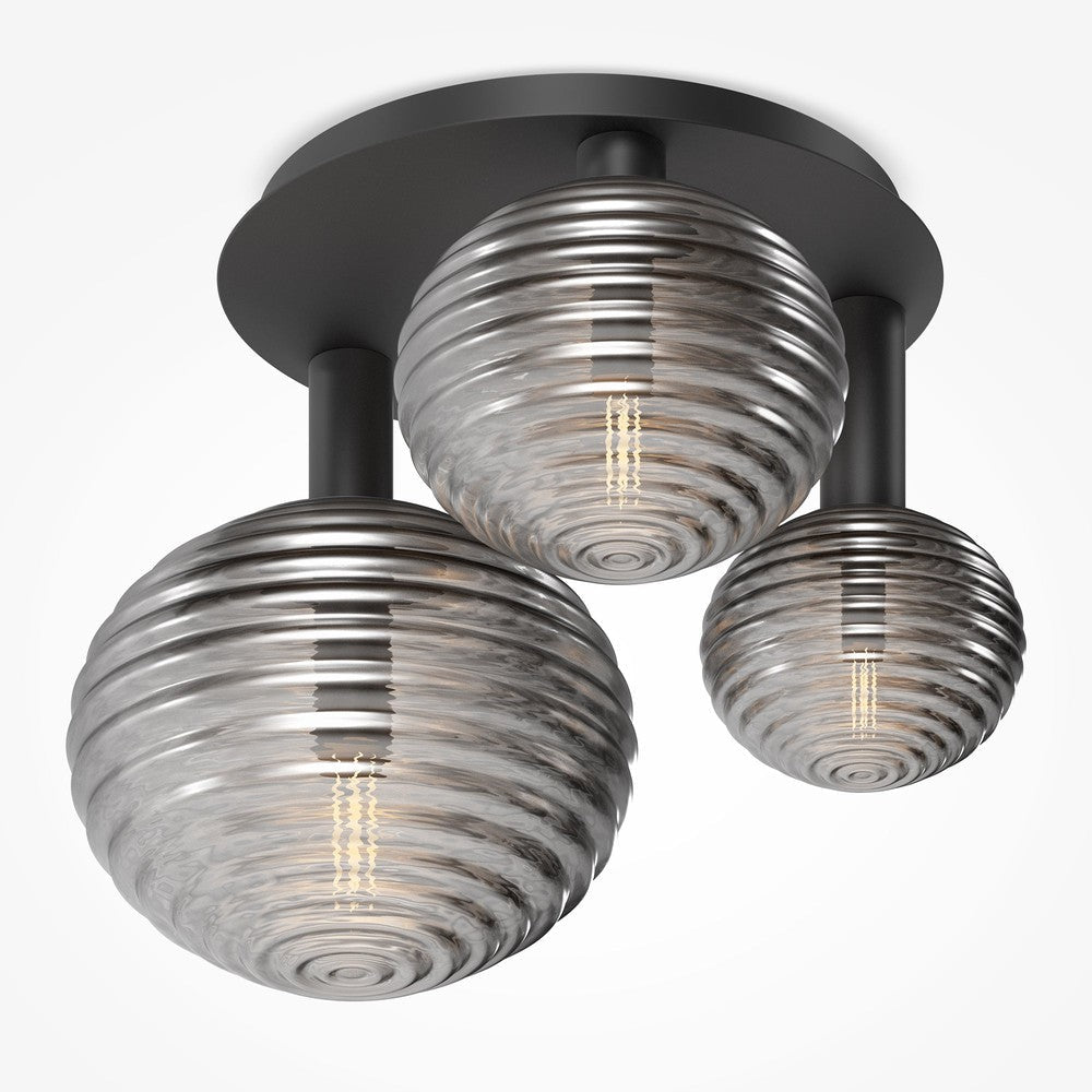 Reels Three Way Ceiling Lamp In Black-Maytoni-South Charlotte Fine Lighting