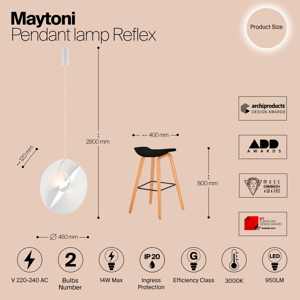 Reflex Pendant Lamp In White - Single Light-Maytoni-South Charlotte Fine Lighting