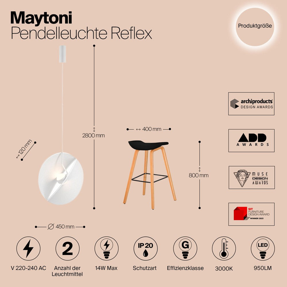 Reflex Pendant Lamp In White - Single Light-Maytoni-South Charlotte Fine Lighting