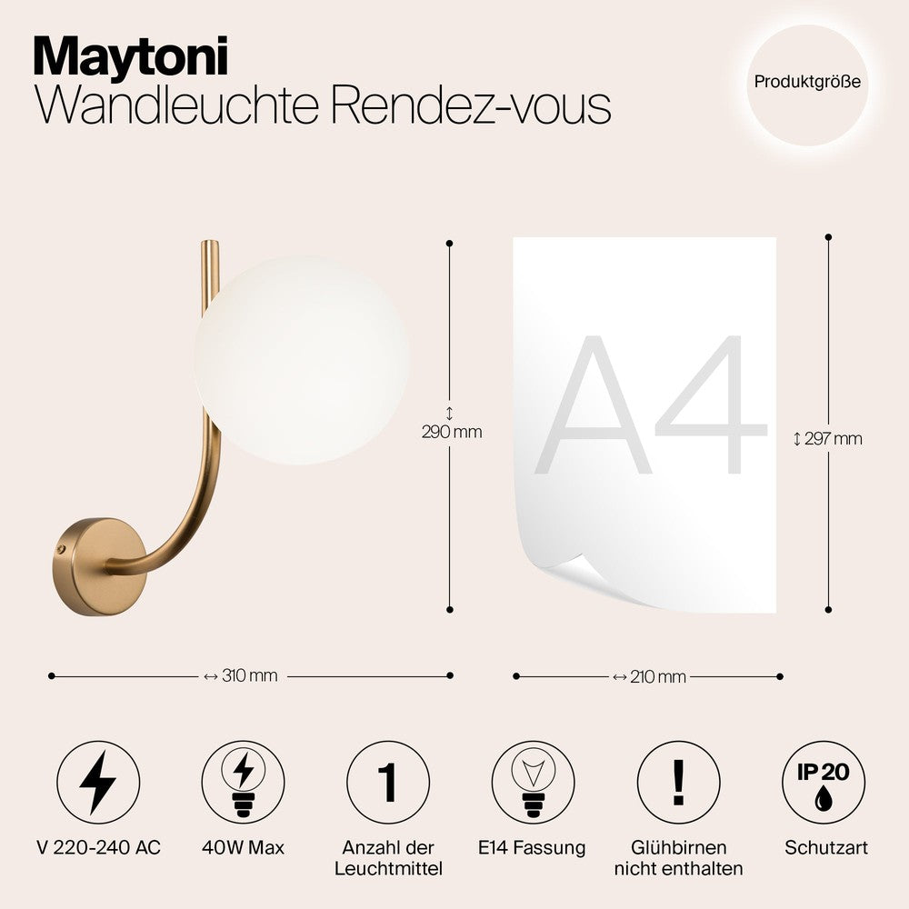 Rendez-vous Wall Lamp With Brass Styling-Maytoni-South Charlotte Fine Lighting