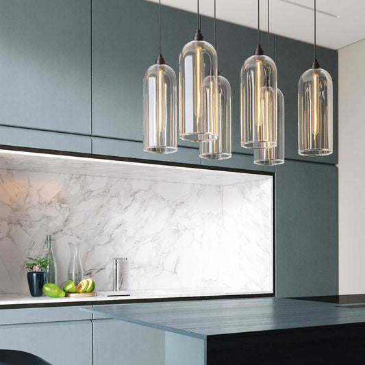 Richmond glass pendant lighting cluster over kitchen island