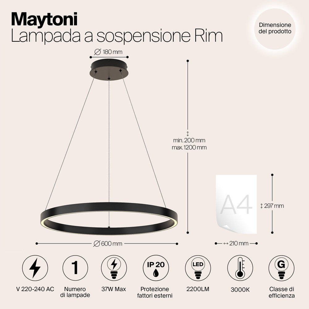 Rim Pendant Lamp A In Black-Maytoni-South Charlotte Fine Lighting