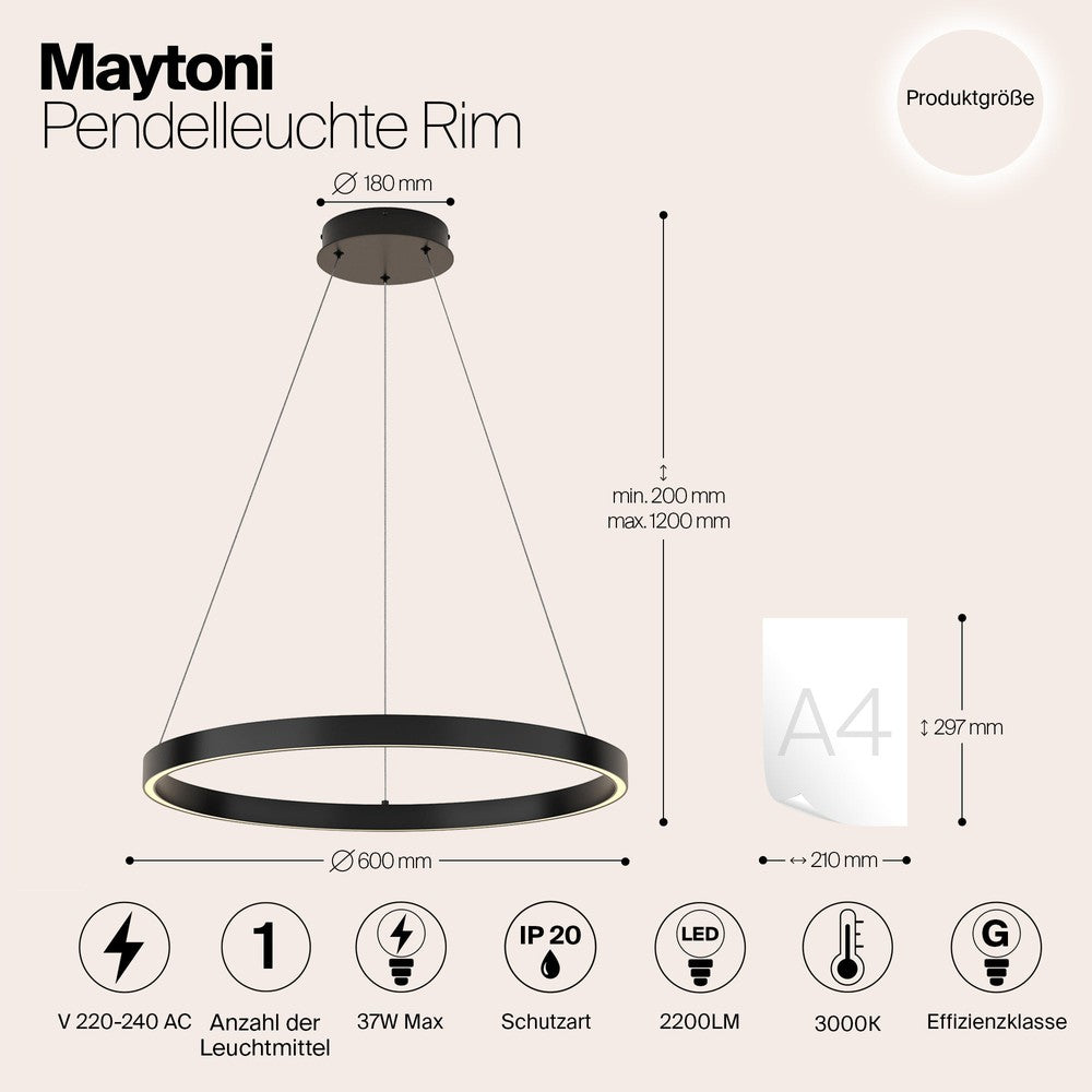 Rim Pendant Lamp A In Black-Maytoni-South Charlotte Fine Lighting