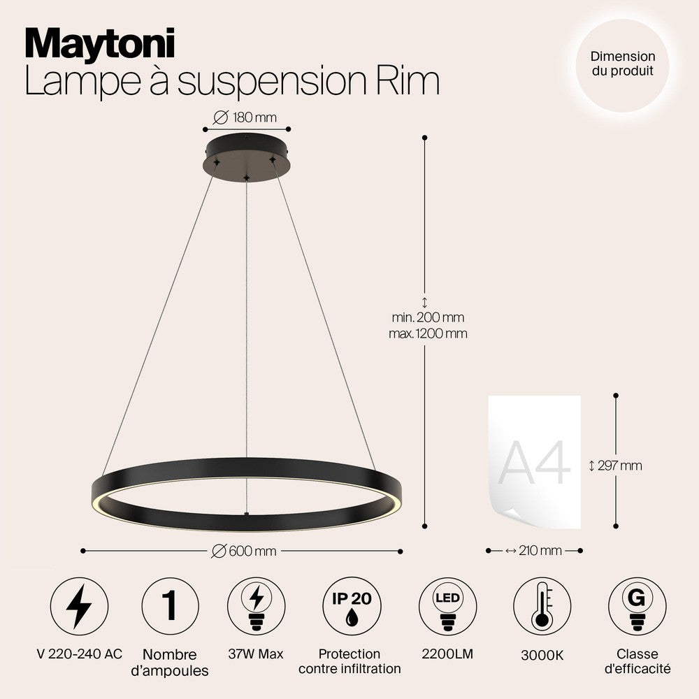 Rim Pendant Lamp A In Black-Maytoni-South Charlotte Fine Lighting