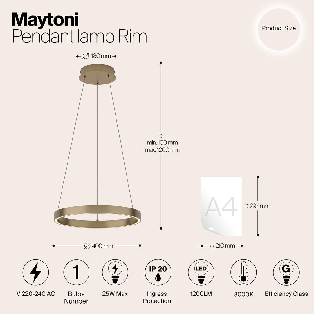 Rim Pendant Lamp B With Brass Styling-Maytoni-South Charlotte Fine Lighting