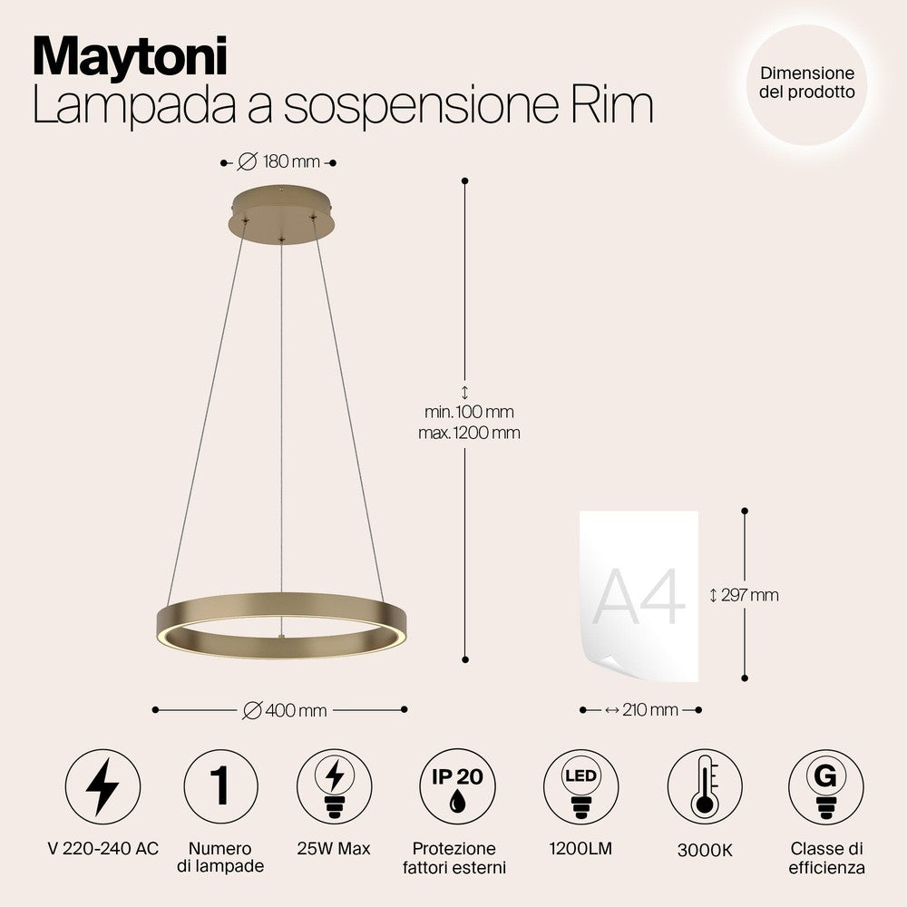 Rim Pendant Lamp B With Brass Styling-Maytoni-South Charlotte Fine Lighting