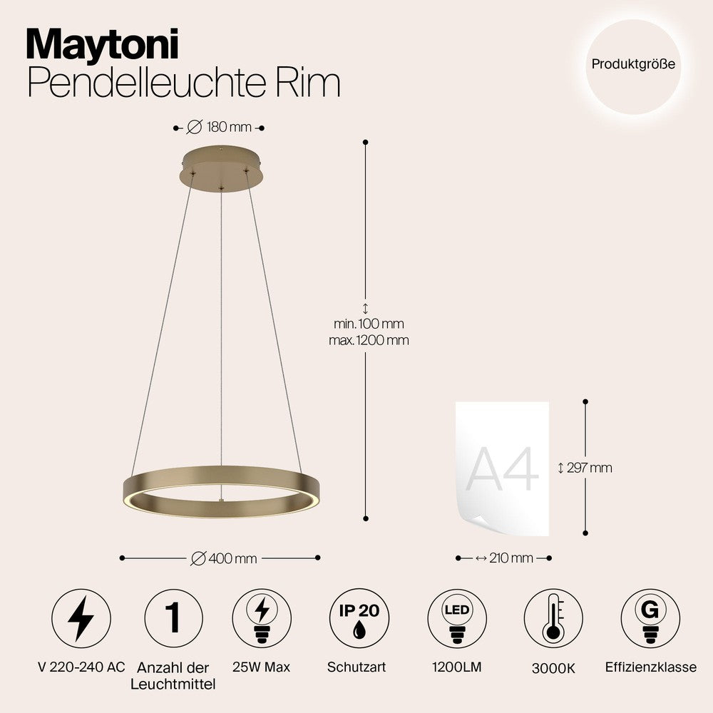 Rim Pendant Lamp B With Brass Styling-Maytoni-South Charlotte Fine Lighting