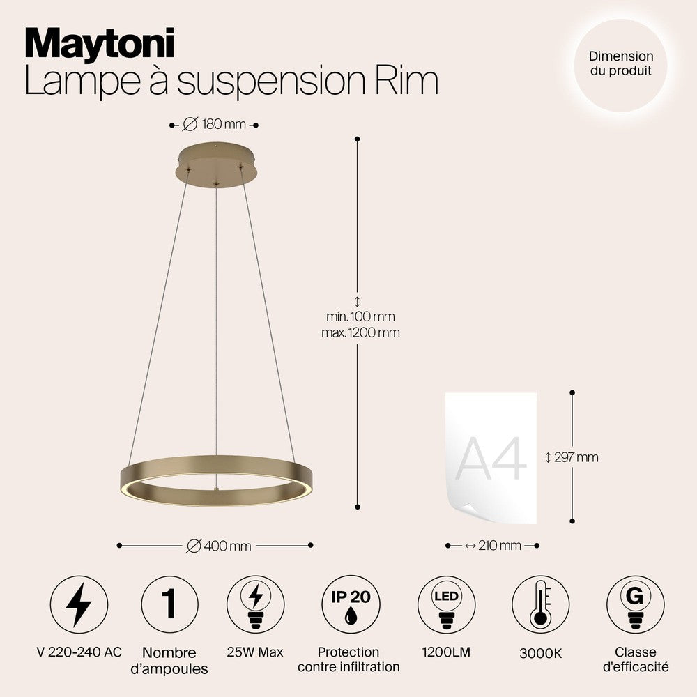 Rim Pendant Lamp B With Brass Styling-Maytoni-South Charlotte Fine Lighting