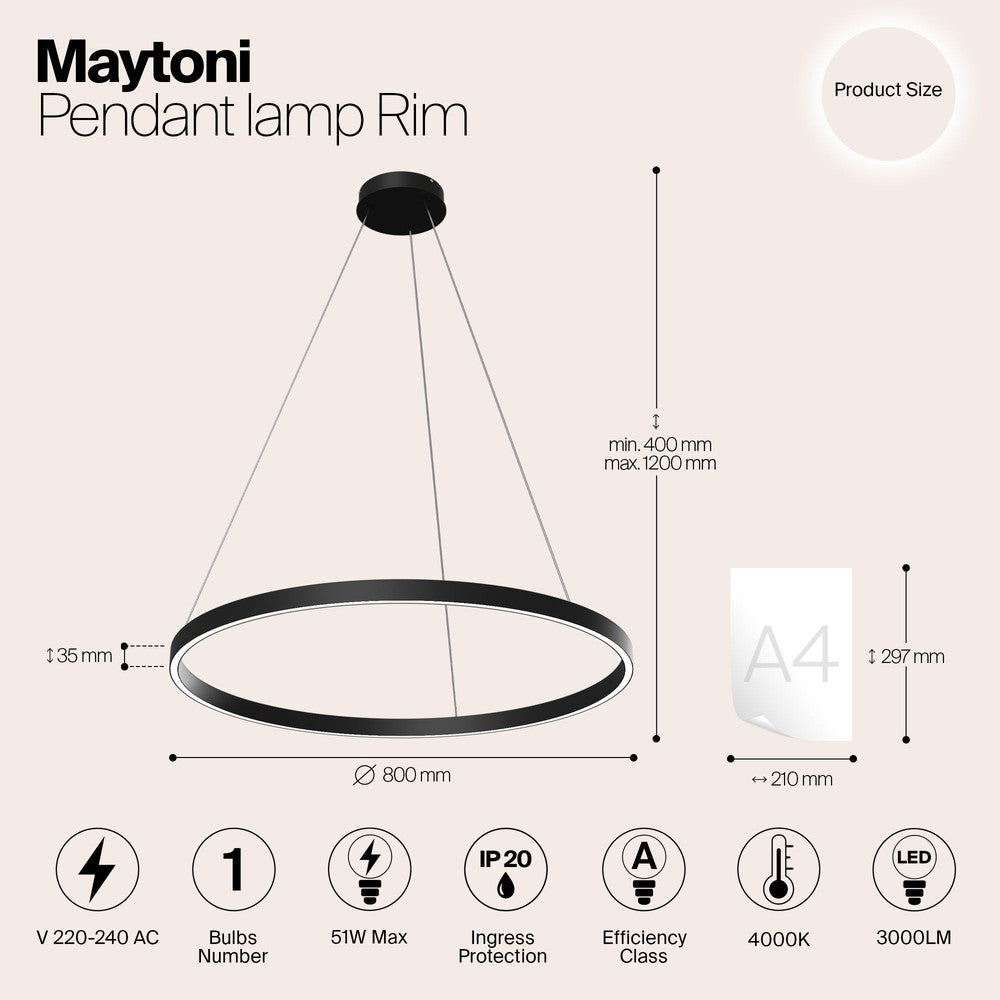 Rim Pendant Lamp C In Black-Maytoni-South Charlotte Fine Lighting