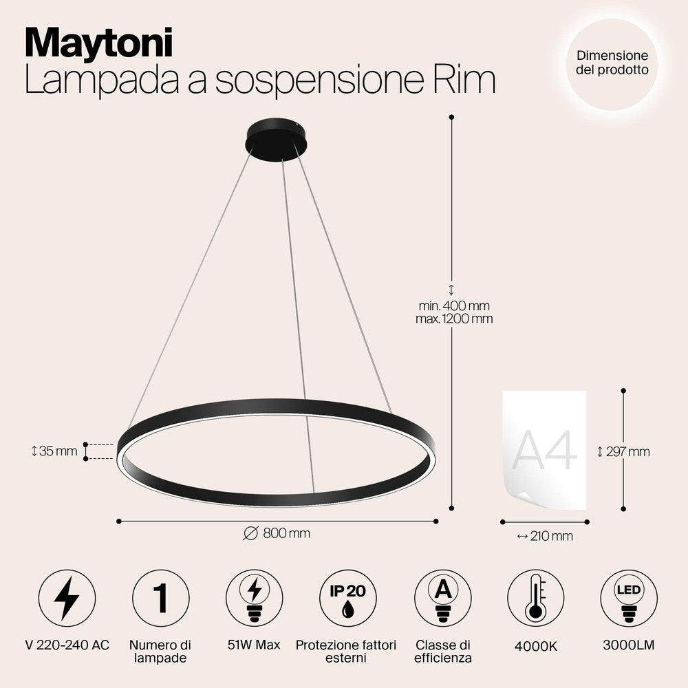 Rim Pendant Lamp C In Black-Maytoni-South Charlotte Fine Lighting