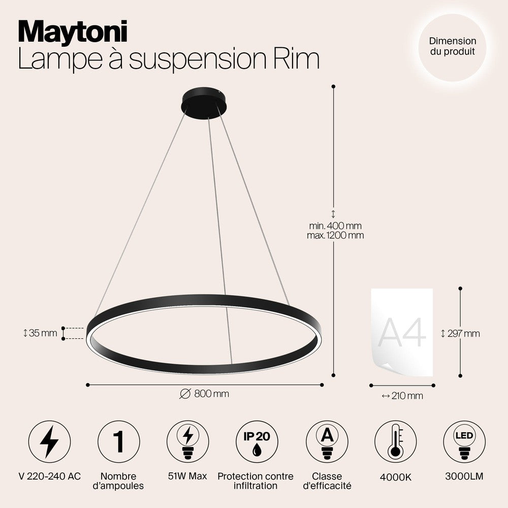 Rim Pendant Lamp C In Black-Maytoni-South Charlotte Fine Lighting