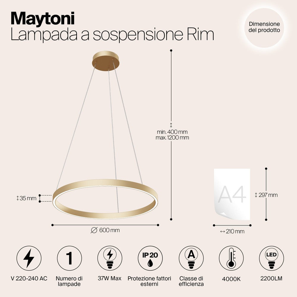 Rim Pendant Lamp G With Brass Styling-Maytoni-South Charlotte Fine Lighting