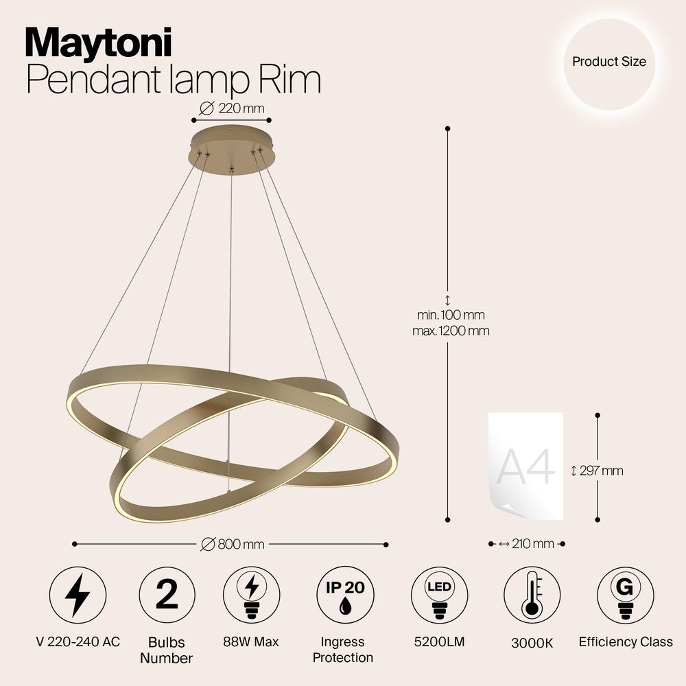 Rim Pendant Lamp With Brass Styling - Deep-Maytoni-South Charlotte Fine Lighting