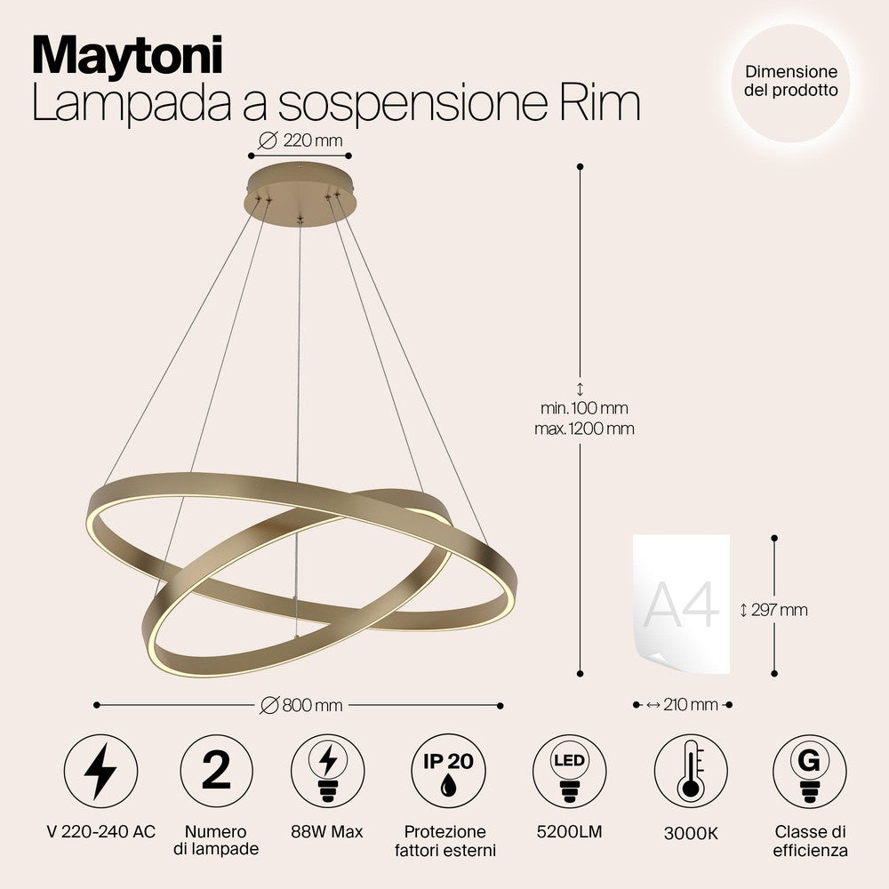 Rim Pendant Lamp With Brass Styling - Deep-Maytoni-South Charlotte Fine Lighting