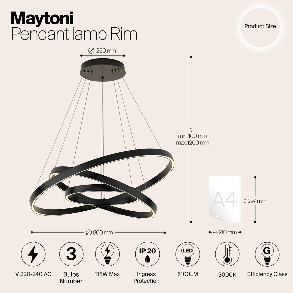 Rim Spec B Pendant Lamp In Black - Cool Tones-Maytoni-South Charlotte Fine Lighting