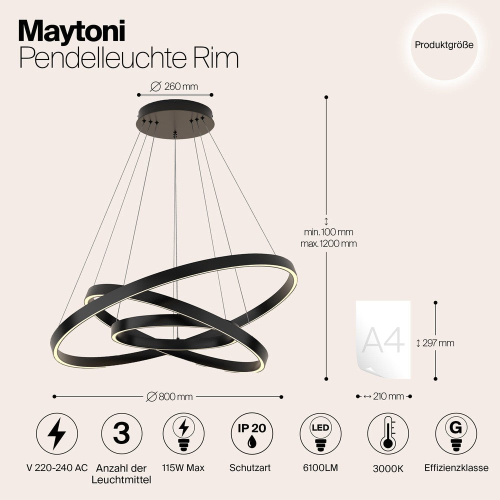 Rim Spec B Pendant Lamp In Black - Cool Tones-Maytoni-South Charlotte Fine Lighting