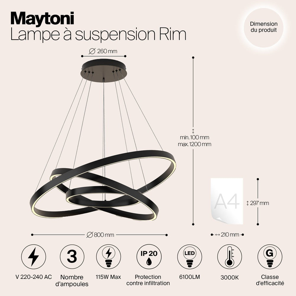 Rim Spec B Pendant Lamp In Black - Cool Tones-Maytoni-South Charlotte Fine Lighting