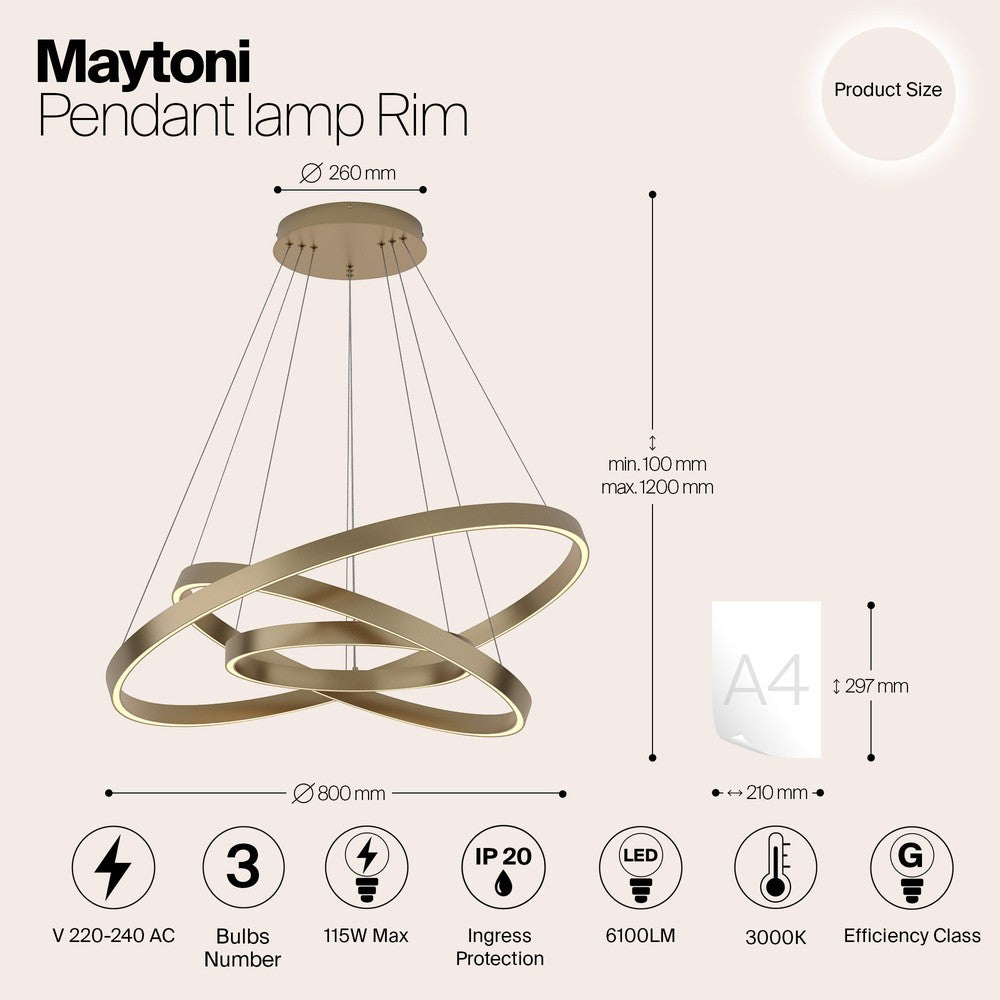 Rim Swirl Pendant Lamp With Brass Styling-Maytoni-South Charlotte Fine Lighting