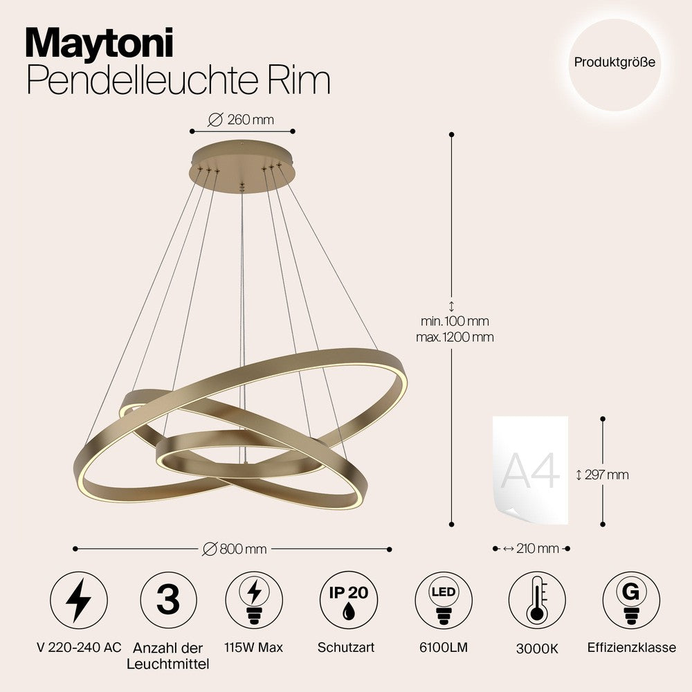 Rim Swirl Pendant Lamp With Brass Styling-Maytoni-South Charlotte Fine Lighting