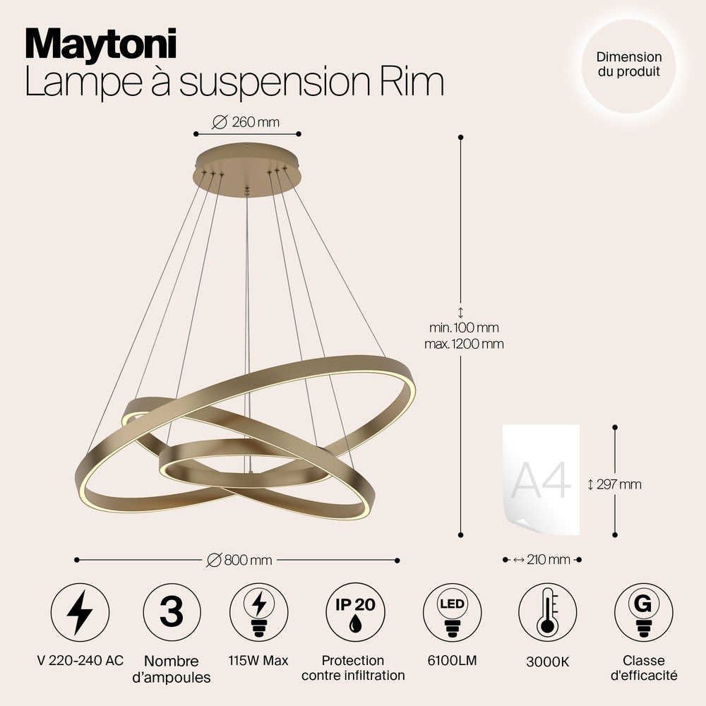 Rim Swirl Pendant Lamp With Brass Styling-Maytoni-South Charlotte Fine Lighting