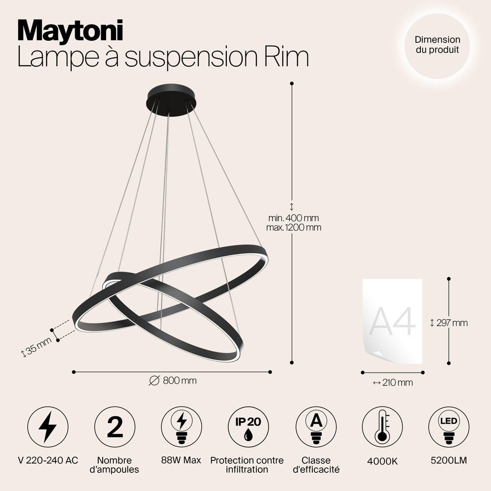 Rim Swirly Pendant Lamp In Black - Cool Tones-Maytoni-South Charlotte Fine Lighting